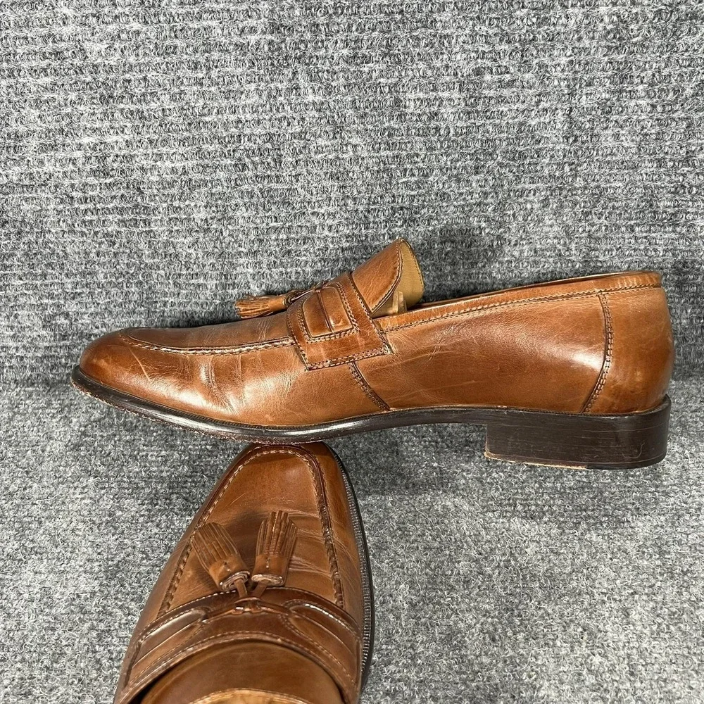 Johnston & Murphy Shoes Mens Size 9 N Brown Leather Tassel Loafers Italy 15-5724